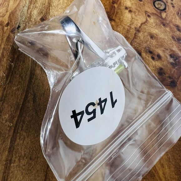 Vintage Ring Sz 7 Beautiful Green Clear Crystal CZ Oval Eye Silver Plate 1454 - Picture 16 of 16